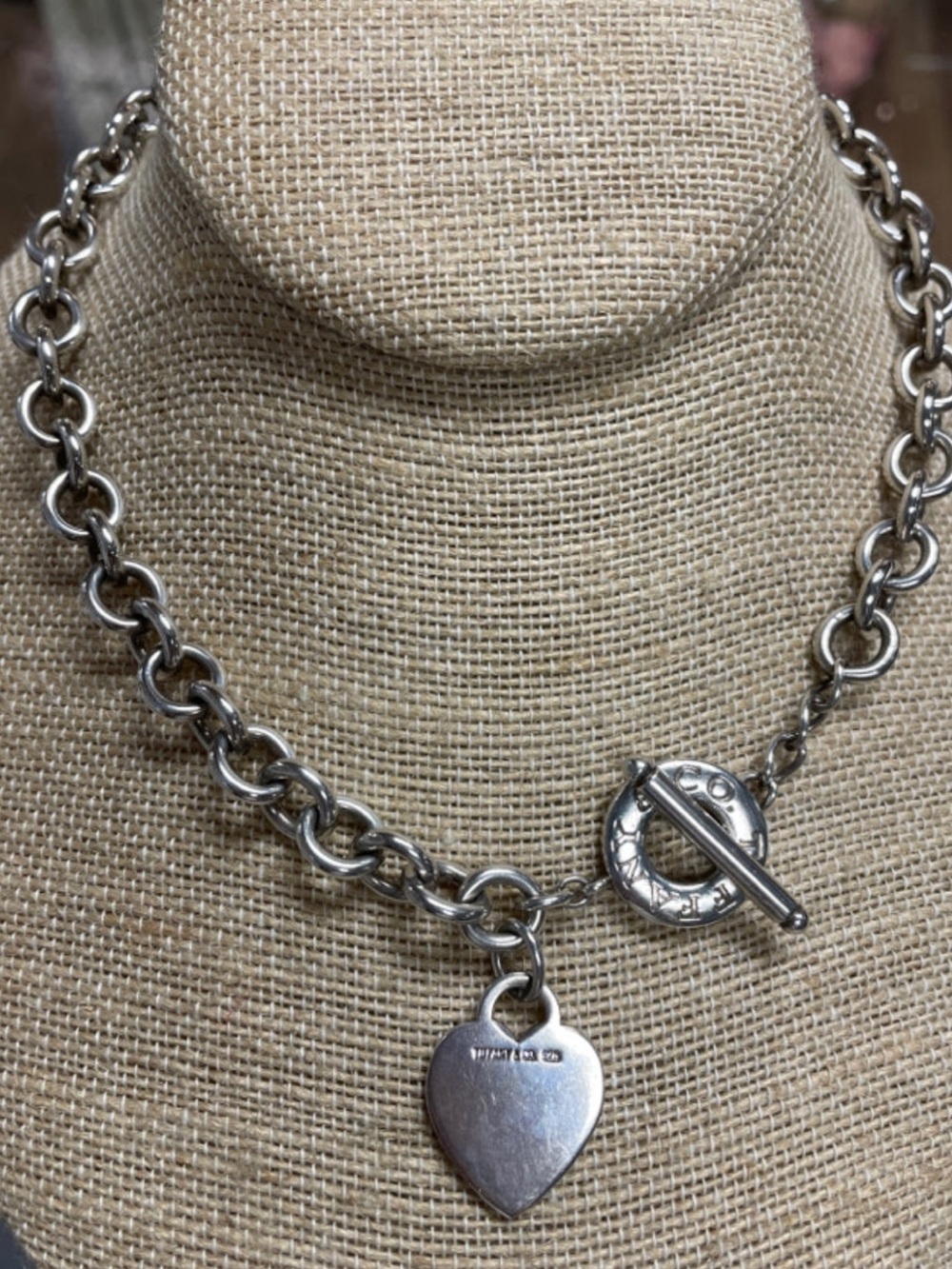 Tiffany & Co. Silver Heart Toggle Necklace